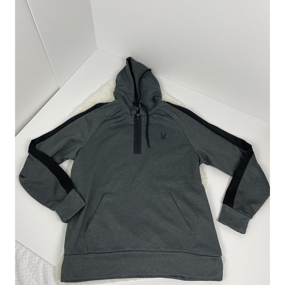 SPYDER Active 1/4 Zip Hoodie NWOT Polyester L/S Men's Hoodie Charcoal Gray Sz. M